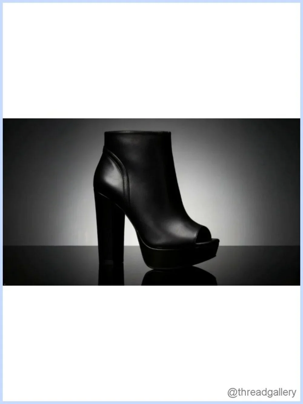 Faux Leather Peep Toe Ankle Boots Chunky Heel Back Zip Platform Booties